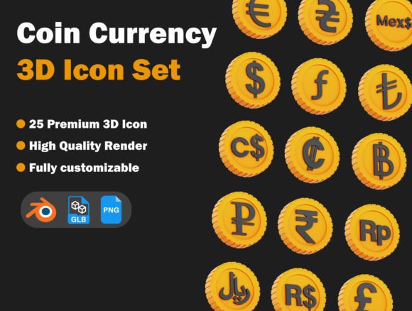 Coin Currency 3D Icon Pack