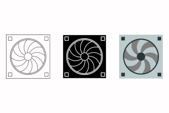 Computer Fan Icon Collection: Elevating Digital Design with Precision Line Art
