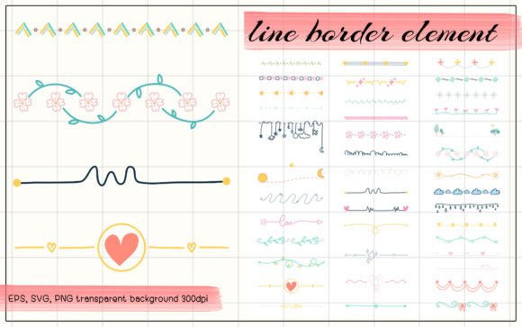 Enhancing Digital Designs with 40 Doodle Line Border in Pastels Colors
