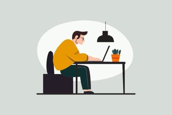 Mastering the Man Working at Office on Laptop Business Aesthetic for Professional Design