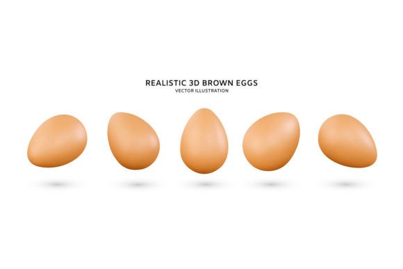 Realistic 3D Brown Eggs Vector Icons
