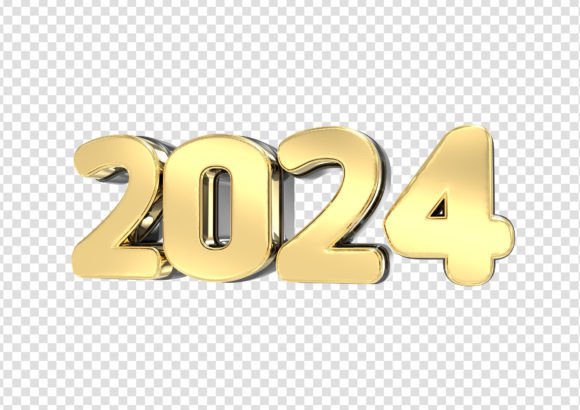 Strategic Visual Impact: Leveraging the Happy New Year Number 2024 Gold 3d Rend for Brand Positioning